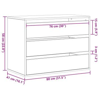 Schubladenschrank 3-Schublade Schwarz 80 x 41 x 58 cm