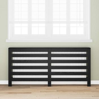 ARDEBO.de - Heizkörperabdeckung Schwarz Eichen-Optik 175 x 20 x 82 cm