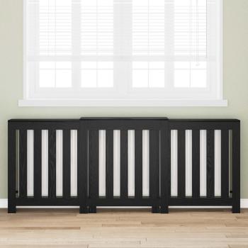 ARDEBO.de - Heizkörperabdeckung Schwarz Eichen-Optik 205 x 21,5 x 83,5 cm