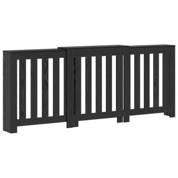 Heizkörperabdeckung Schwarz Eichen-Optik 205 x 21,5 x 83,5 cm