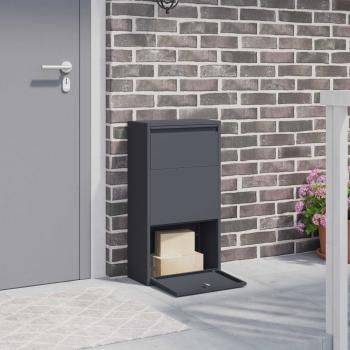 ARDEBO.de - Paketdrop-Box mit Speicher Anthrazit 44 x 22 x 82 cm Stahl