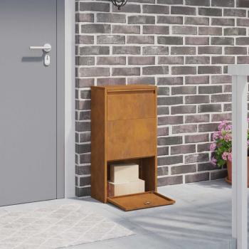ARDEBO.de - Paketdrop-Box mit Tür Rostig 44 x 22 x 82 cm Wetterfeststahl