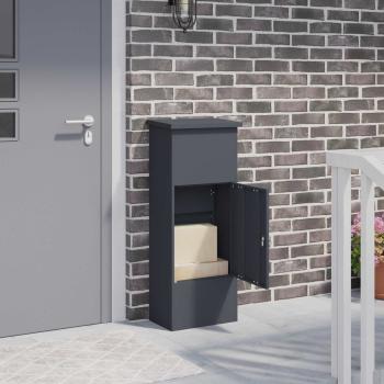 ARDEBO.de - Paketdrop-Box mit Speicher Anthrazit 44,5 x 29 x 110,5 cm Stahl
