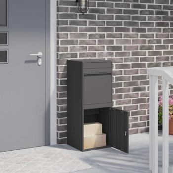 ARDEBO.de - Paketdrop-Box mit Speicher Schwarz 41 x 38 x 103 cm Stahl