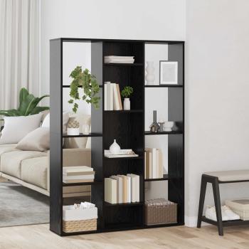 ARDEBO.de - Raumteiler Schwarz Eichen-Optik 100 x 24 x 140 cm Holzwerkstoff