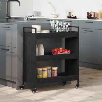 ARDEBO.de - Küchentrolley Schwarz Eichen-Optik 70 x 30 x 82 cm