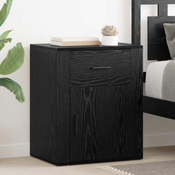 ARDEBO.de - Nachttisch Schwarz Eichen-Optik 35 x 50 x 60 cm Holzwerkstoff