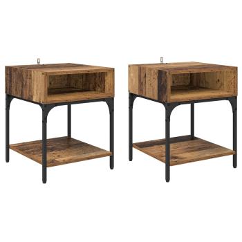 Nachttisch 2 stk. Altholz 40 x 40 x 50 cm Holzwerkstoff