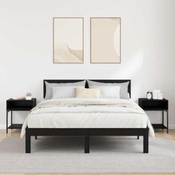 Nachttisch 2 stk. Schwarz Eichen-Optik 40 x 40 x 50 cm