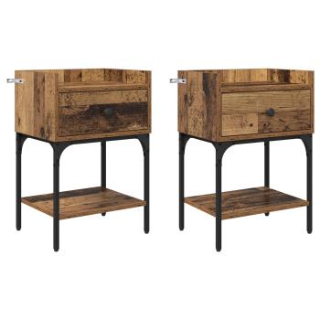 Nachttisch 2 Stk. Altholz 40 x 29 x 60 cm Holzwerkstoff