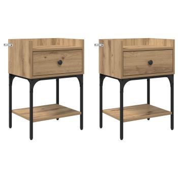 Nachttisch 2 Stk. Artisan-Eiche 40 x 29 x 60 cm Holzwerkstoff