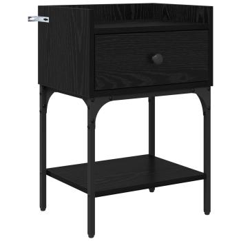 Nachttisch Schwarz Eichen-Optik 40 x 29 x 60 cm Holzwerkstoff