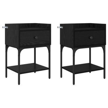 Nachttisch 2 Stk. Schwarz Eichen-Optik 40 x 29 x 60 cm