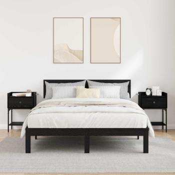 Nachttisch 2 Stk. Schwarz Eichen-Optik 40 x 29 x 60 cm