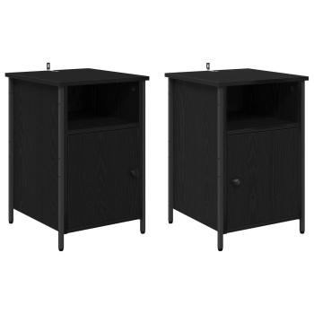 Nachttisch 2 Stk. Schwarz Eichen-Optik 40 x 42 x 60 cm