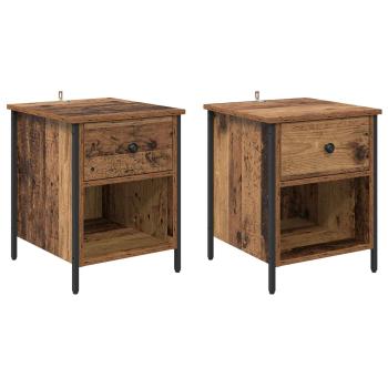 Nachttisch 2 stk. Altholz 40 x 42 x 50 cm Holzwerkstoff