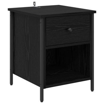 Nachttisch Schwarz Eichen-Optik 40 x 42 x 50 cm Holzwerkstoff