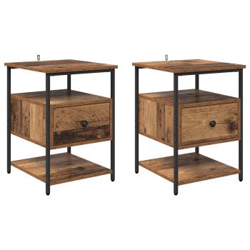 Nachttisch 2 Stk. Altholz 40 x 42 x 56 cm Holzwerkstoff