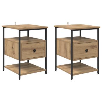 Nachttisch 2 Stk. Artisan-Eiche 40 x 42 x 56 cm Holzwerkstoff