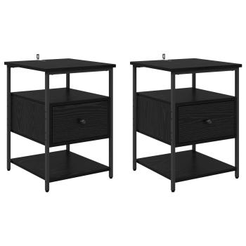 Nachttisch 2 Stk. Schwarz Eichen-Optik 40 x 42 x 56 cm