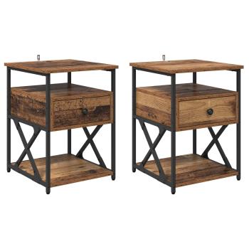 Nachttisch 2 Stk. Altholz 40 x 42 x 55 cm Holzwerkstoff