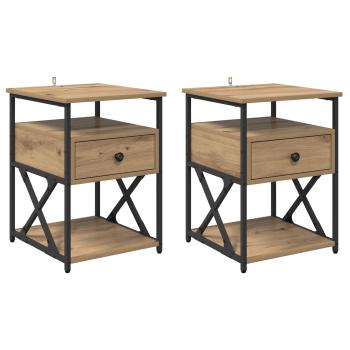 Nachttisch 2 Stk. Artisan-Eiche 40 x 42 x 55 cm Holzwerkstoff