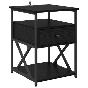 Nachttisch Schwarz Eichen-Optik 40 x 42 x 55 cm Holzwerkstoff