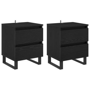 Nachttisch 2 stk. Schwarz Eichen-Optik 40 x 35 x 50 cm