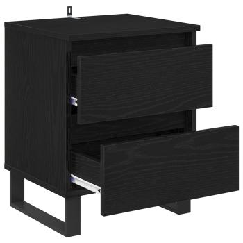Nachttisch 2 stk. Schwarz Eichen-Optik 40 x 35 x 50 cm