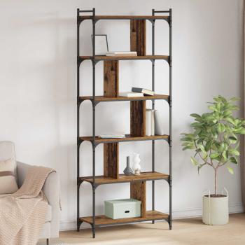 ARDEBO.de - B?cherregal 5 Ebenen 76 x 32 x 192 cm Holzwerkstoff Altholz