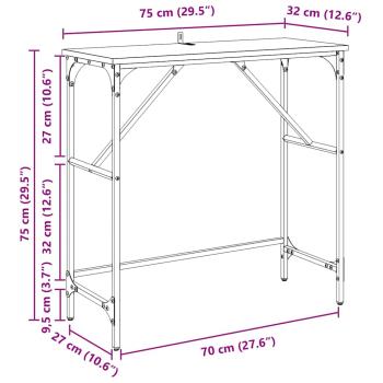 Konsolentisch Schwarz Eichen-Optik 75 x 32 x 75 cm
