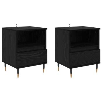 Nachttisch 2 Stk. Schwarz Eichen-Optik 40 x 35 x 50 cm