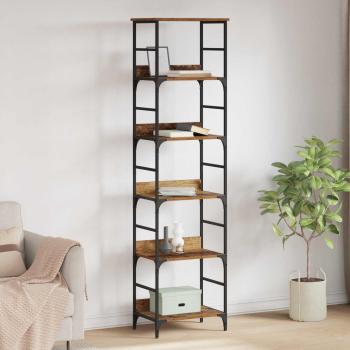 ARDEBO.de - Bücherregal 5 Ebenen 50 x 33 x 188,5 cm Holzwerkstoff Altholz
