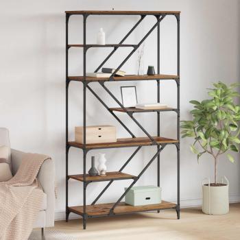 ARDEBO.de - B?cherregal 9 Ebenen 91 x 36 x 176 cm Holzwerkstoff Altholz