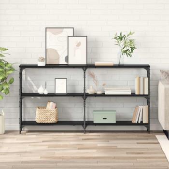 ARDEBO.de - Konsolentisch Schwarz Eichen-Optik 156 x 28 x 80,5 cm