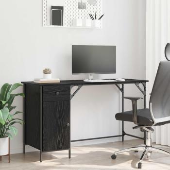 ARDEBO.de - Computertisch Schwarz Eichen-Optik 131 x 48 x 75 cm