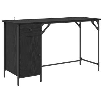 Computertisch Schwarz Eichen-Optik 131 x 48 x 75 cm