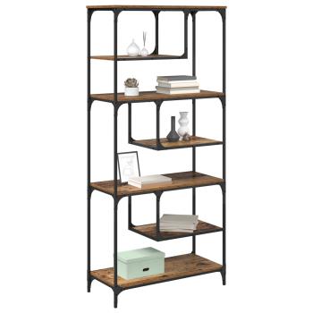 Bücherregal 6 Ebenen 81 x 36 x 176 cm Holzwerkstoff Altholz
