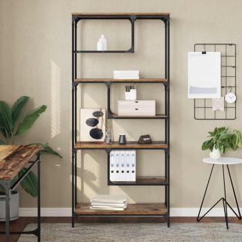 Bücherregal 6 Ebenen 81 x 36 x 176 cm Holzwerkstoff Altholz