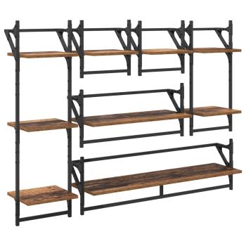 Wandregal-Set 6 stk. Altholz 100 x 25 x 30 cm Holzwerkstoff