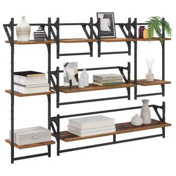 Wandregal-Set 6 stk. Altholz 100 x 25 x 30 cm Holzwerkstoff