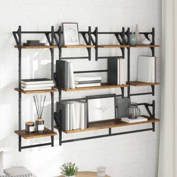 Wandregal-Set 6 stk. Altholz 100 x 25 x 30 cm Holzwerkstoff