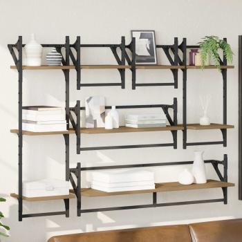 ARDEBO.de - Wandregal-Set 6 stk. Artisan-Eiche 100 x 25 x 30 cm