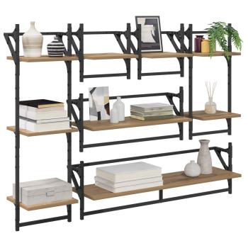 Wandregal-Set 6 stk. Artisan-Eiche 100 x 25 x 30 cm