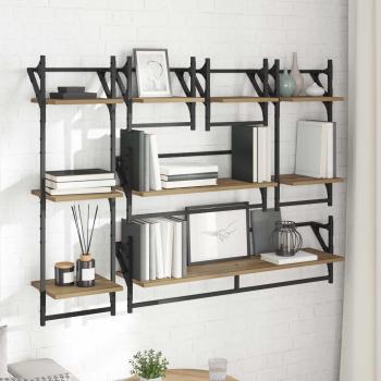 Wandregal-Set 6 stk. Artisan-Eiche 100 x 25 x 30 cm