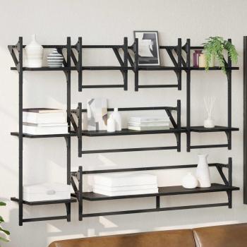 ARDEBO.de - Wandregal-Set 6 stk. Schwarz Eichen-Optik 100 x 25 x 30 cm
