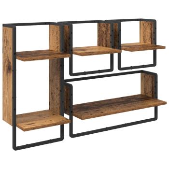 Wandregal-Set 4 stk. Altholz 65 x 25 x 30 cm Holzwerkstoff