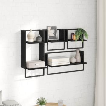 Wandregal-Set 4 stk. Schwarz Eichen-Optik 65 x 25 x 30 cm
