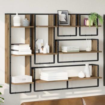ARDEBO.de - Wandregal-Set 6 stk. Artisan-Eiche 100 x 25 x 30 cm