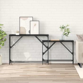 ARDEBO.de - Konsolentisch 2 Stk. Schwarz Eichen-Optik 100 x 28 x 75 cm
